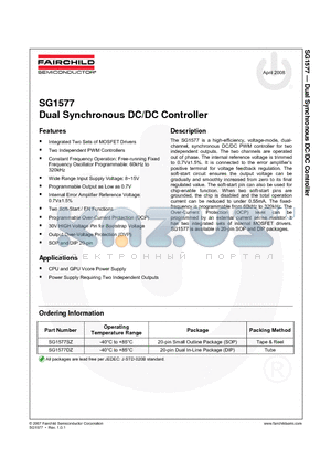 SG1577SZ datasheet - Dual Synchronous DC/DC Controller