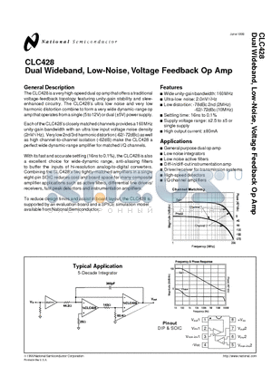 CLC428A8B datasheet - Dual Wideband, Low-Noise, Voltage Feedback Op Amp