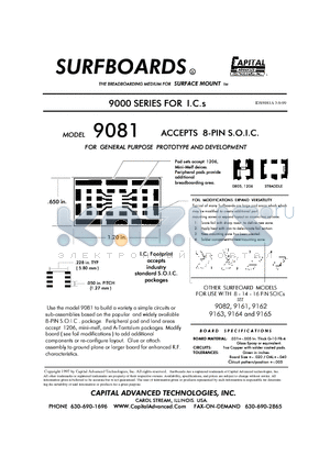 9081 datasheet - ACCEPTS 8-PIN S.O.I.C FOR GENERAL PURPOSE PROTOTYPE AND DEVELOPMENT