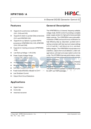 HPW7095A datasheet - 6-Channel DC/DC Converter Control IC