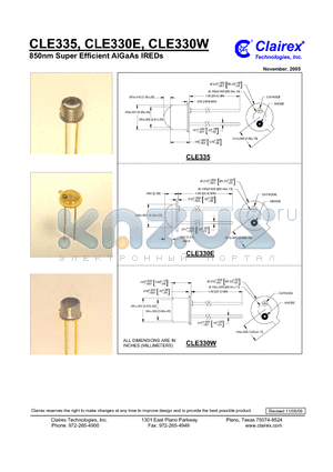 CLE330W datasheet - 850nm Super Efficient AlGaAs IREDs