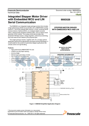 908E626 datasheet - Integrated Stepper Motor Driver with Embedded MCU and LIN Serial Communication