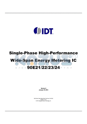 90E21PYGI datasheet - Single-Phase High-Performance Wide-Span Energy Metering IC