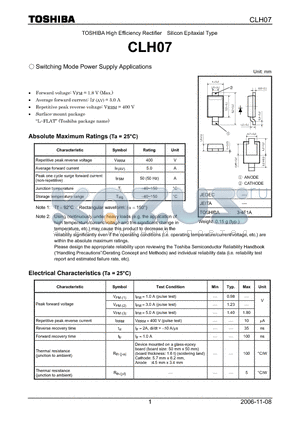 CLH07 datasheet - Switching Mode Power Supply Applications