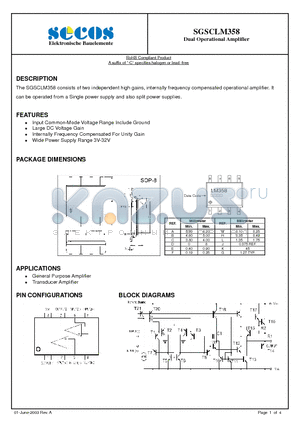 SGSCLM358 datasheet - Dual Operational Amplifier