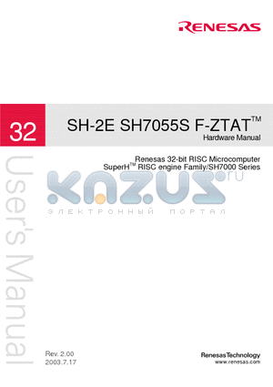 SH-2E datasheet - Renesas 32-Bit RISC Microcomputer SuperH RISC engine Family/SH7000 Series