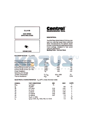 CLL4150 datasheet - HIGH SPEED SWITCHING DIODE