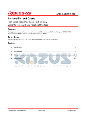 SH7264 datasheet - High-speed Read/Write Serial Flash Memory