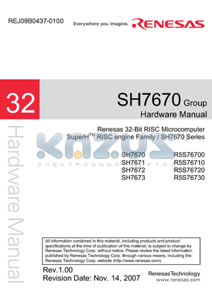 SH7671 datasheet - 32-Bit RISC Microcomputer SuperHTM RISC engine Family / SH7670 Series