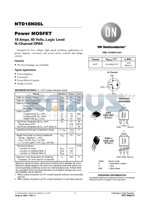 NTD18N06L-1G datasheet - Power MOSFET