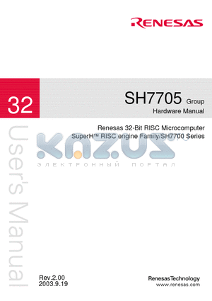 SH7705 datasheet - Renesas 32-Bit RISC Microcomputer SuperH  RISC engine Family/SH7700 Series