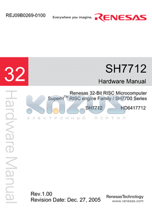 SH7712 datasheet - Renesas 32-Bit RISC Microcomputer SuperHTM RISC engine Family / SH7700 Series