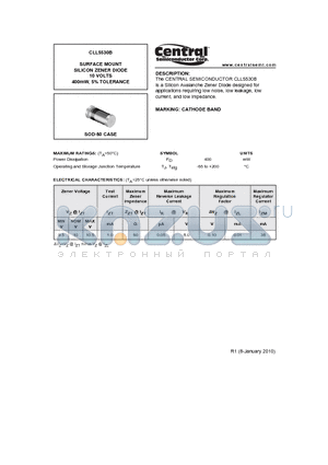 CLL5530B datasheet - SURFACE MOUNT SILICON ZENER DIODE 10 VOLTS 400mW, 5% TOLERANCE