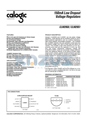 CLM2950AC datasheet - 150mA Low Dropout Voltage Regulators