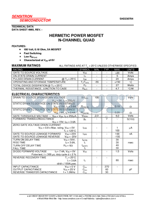 SHD230704 datasheet - HERMETIC POWER MOSFET N-CHANNEL QUAD