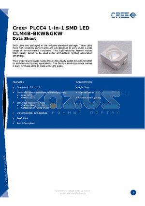 CLM4B-BKW datasheet - Cree^ PLCC4 1-in-1 SMD LED