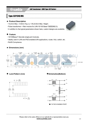 CLP124C datasheet - LAN Transformer