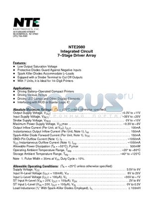 NTE2080 datasheet - Integrated Circuit 7-Stage Driver Array