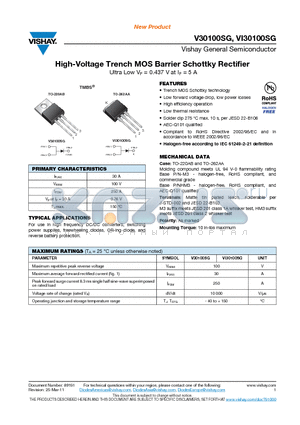 V30100SG_11 datasheet - High-Voltage Trench MOS Barrier Schottky Rectifier