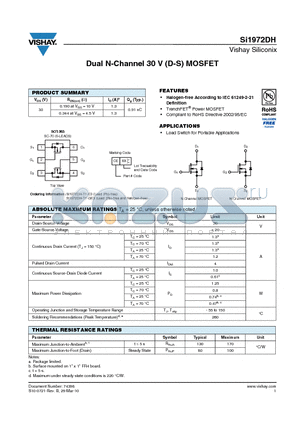 SI1972DH_10 datasheet - Dual N-Channel 30 V (D-S) MOSFET