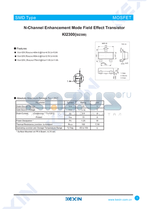 SI2300 datasheet - N-Channel Enhancement Mode Field Effect Transistor