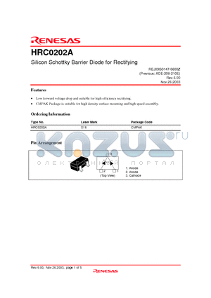 HRC0202A datasheet - Silicon Schottky Barrier Diode for Rectifying