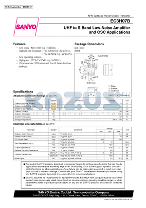 EC3H07B datasheet - UHF to S Band Low-Noise Amplifier and OSC Applications