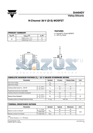 SI4404DY-T1 datasheet - N-Channel 30-V (D-S) MOSFET