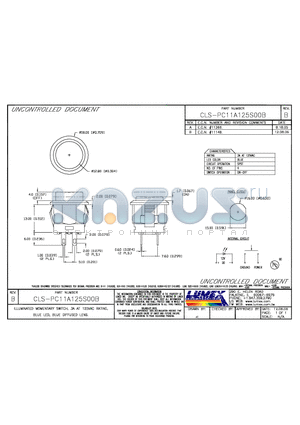 CLS-PC11A125S00B datasheet - ILLUMINATED MOMENTARY SWITCH