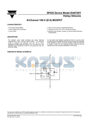 SI4472DY datasheet - N-Channel 150-V (D-S) MOSFET
