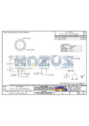 CLS-PC11A125S00Y datasheet - ILLUMINATED MOMENTARY SWITCH