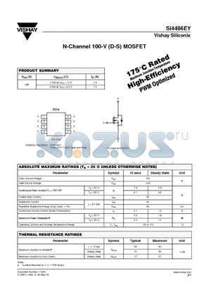 SI4486EY datasheet - N-Channel 100-V (D-S) MOSFET