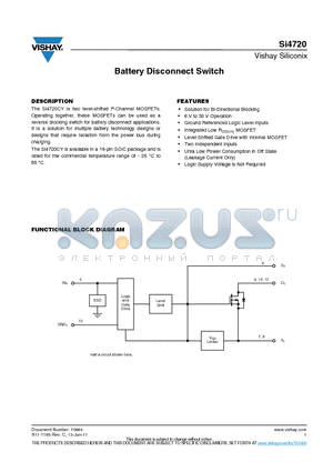 SI4720 datasheet - Battery Disconnect Switch