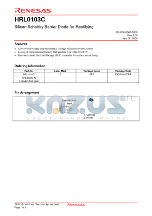 HRL0103C_08 datasheet - Silicon Schottky Barrier Diode for Rectifying