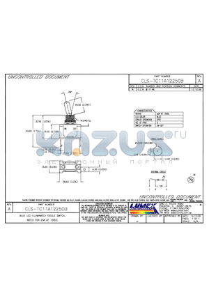 CLS-TC11A12250B datasheet - BLUE LED ILLUMINATED TOGGLE SWITCH