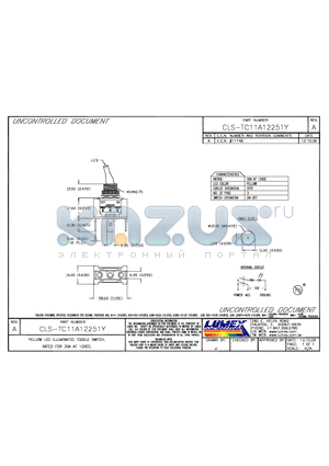 CLS-TC11A12251Y datasheet - YELLOW LED ILLUMINATED TOGGLE SWITCH