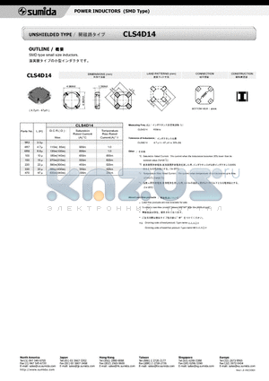 CLS4D14 datasheet - POWER INDUCTORS (SMD Type)