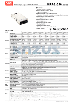 HRPG-300-36 datasheet - 300W Single Output with PFC Function