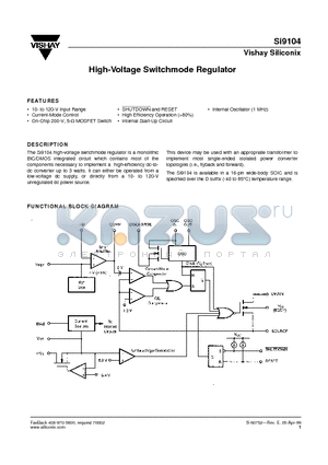 SI9104 datasheet - High-Voltage Switchmode Regulator