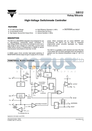 SI9112DY datasheet - High-Voltage Switchmode Controller