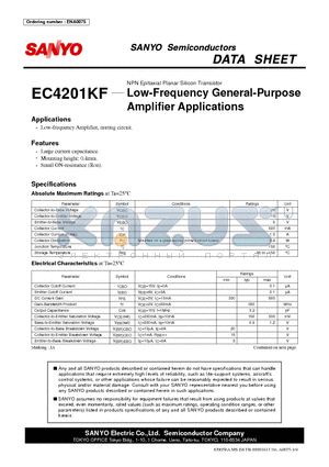 EC4201KF datasheet - NPN Epitaxial Planar Silicon Transistor Low-Frequency General-Purpose Amplifier Applications