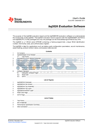 929950-00 datasheet - bq2026 Evaluation Software