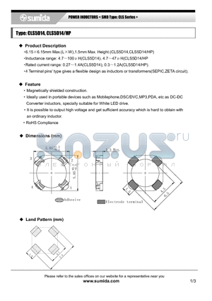 CLS5D14NP-101N datasheet - POWER INDUCTORS