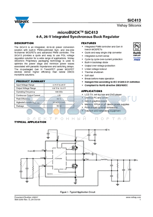 SIC413CB-T1-E3 datasheet - microBUCK SiC413 4-A, 26-V Integrated Synchronous Buck Regulator