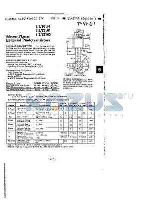CLT2164 datasheet - Silicon Planar Epitaxial Phototransistors