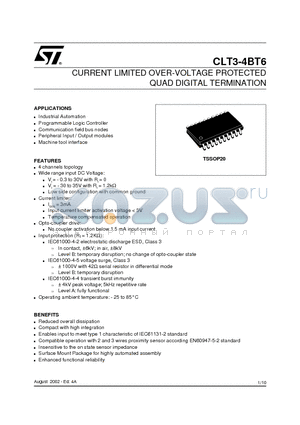 CLT3-4BT6-TR datasheet - CURRENT LIMITED OVER-VOLTAGE PROTECTED QUAD DIGITAL TERMINATION