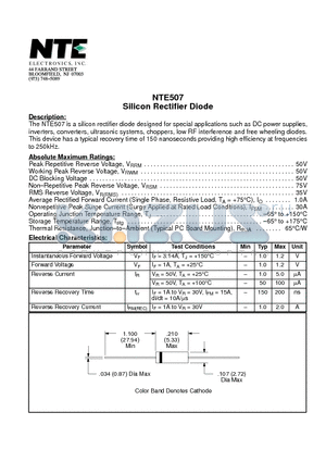 NTE507 datasheet - Silicon Rectifier Diode