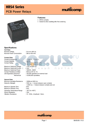 HRS4-SDC12V datasheet - PCB Power Relays