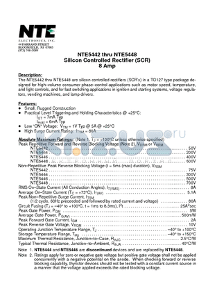 NTE5444 datasheet - Silicon Controlled Rectifier (SCR) 8 Amp