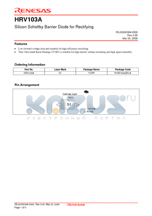 HRV103A_08 datasheet - Silicon Schottky Barrier Diode for Rectifying